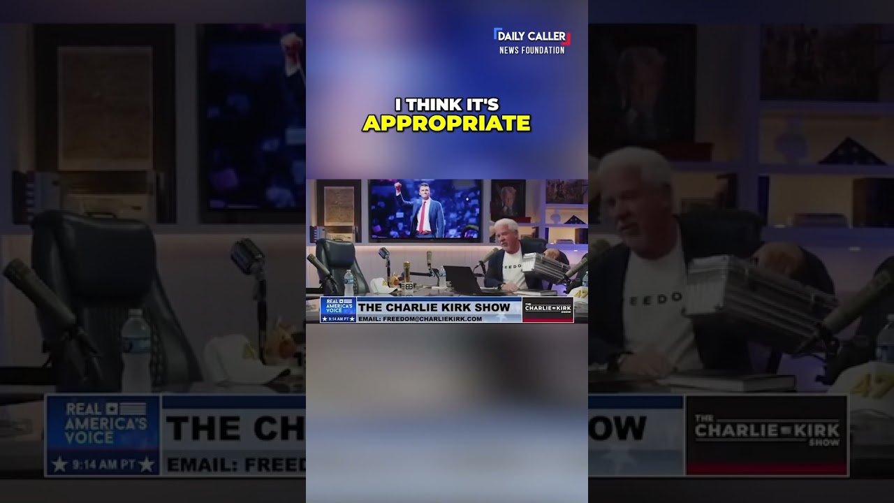 Glenn Beck HONORS Charlie Kirk by placing Rush Limbaugh&rsquo;s golden mic in front of Charlie&rsquo;s mic.