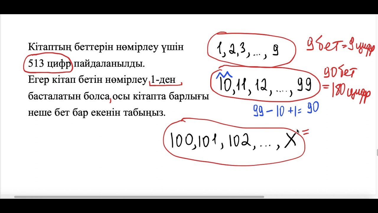 НИШ. БИЛ. РФМШ. Кітап беттерін нөмірлеуге арналған есеп