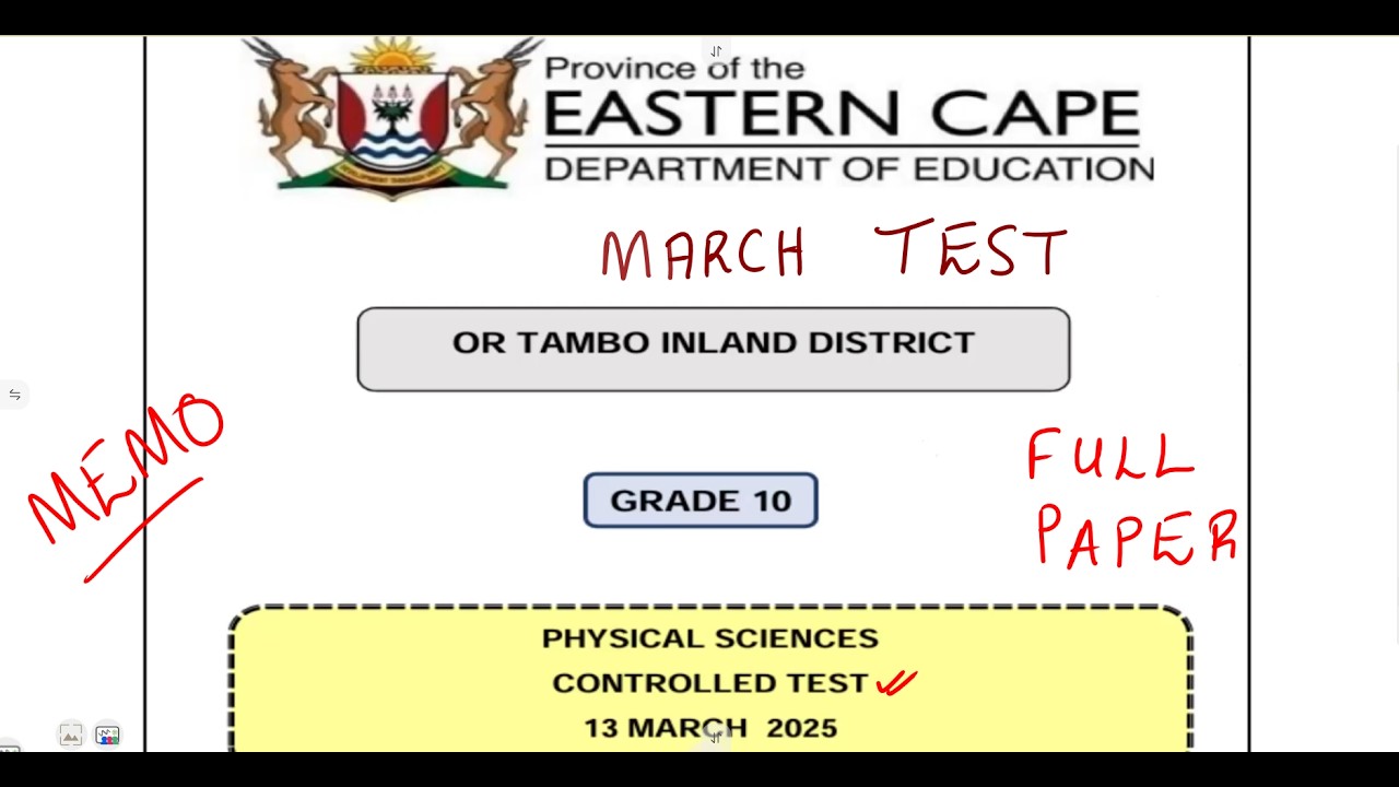 Physical Sciences Grade 10 March Exam - March 2025 EC @mathszoneafricanmotives