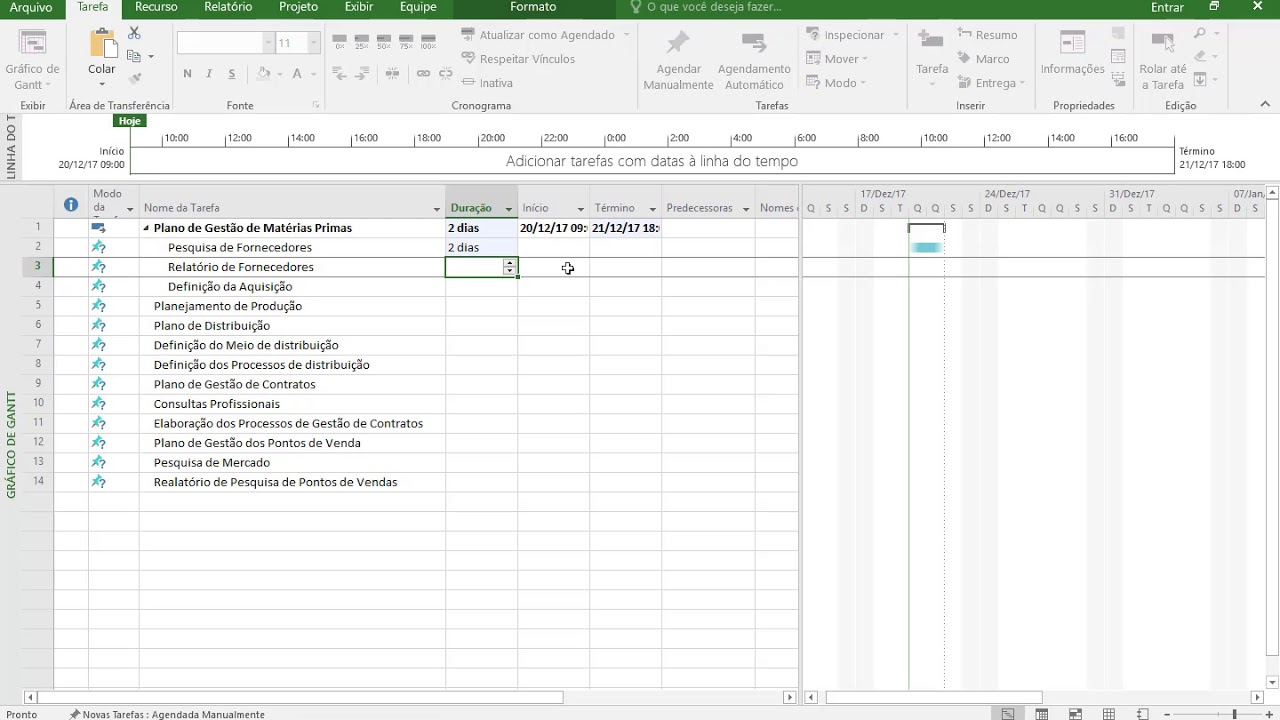 MS Project: Tarefas e Subtarefas