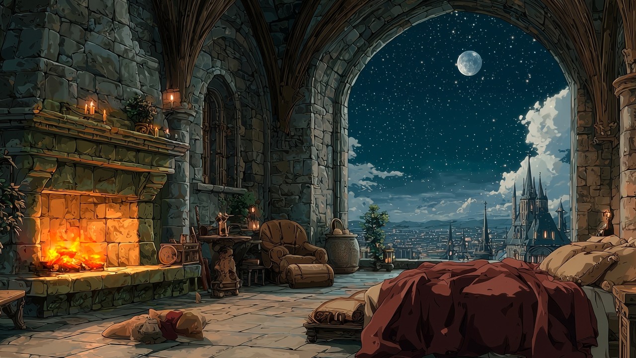 Royal Castle Ambience 🏰🔥 | Fireplace Sounds for Sleep
