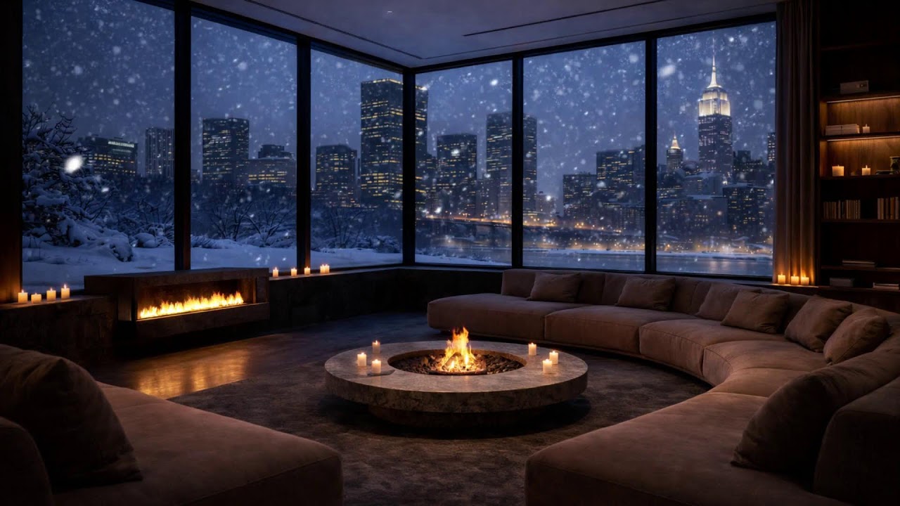 Luxury Winter Jazz 🕯 Calm Fireplace Ambience for Study & Relax