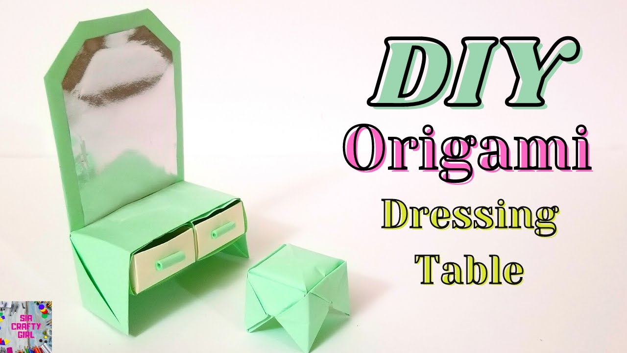 DIY Mini Paper Dressing Table / Paper Craft / Easy Origami Dressing Table DIY / Paper Crafts Easy