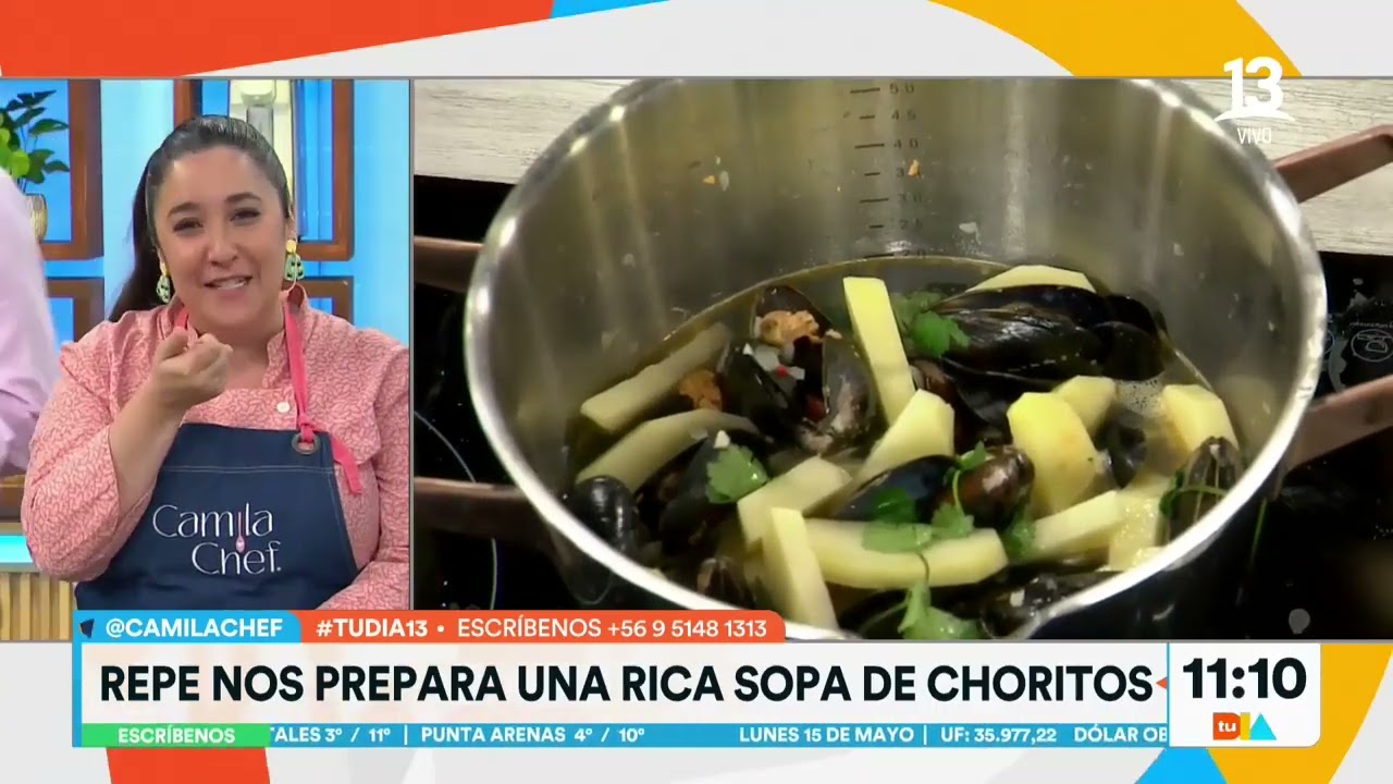 Sopa de choritos: Camila Chef enseña receta para calentar el cuerpo. Tu Día, Canal 13