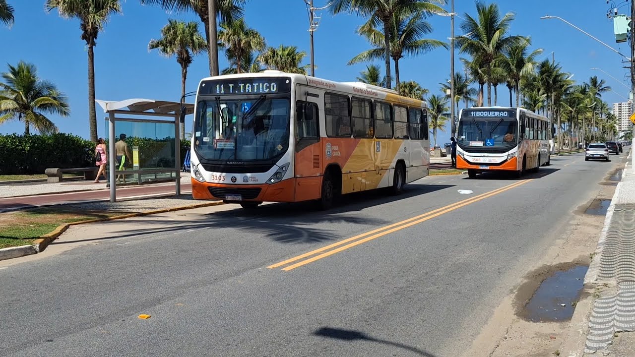 Movimentação de Ônibus na Orla de Praia Grande, e na Avenida Kened.