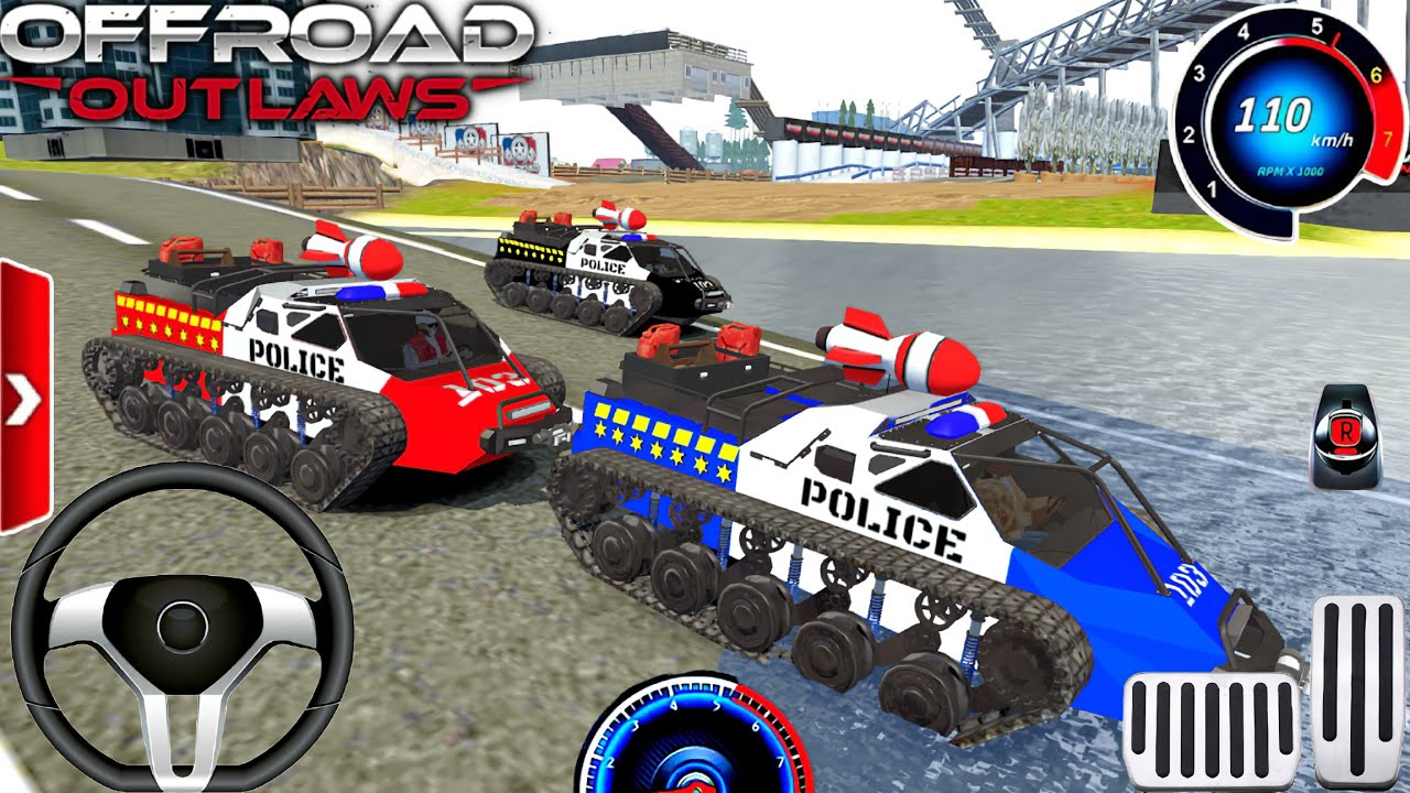 Juegos De Carros-Conducción Todoterreno Con Policia Tanque-Offroad Outlaws Multijuagador Gameplay.