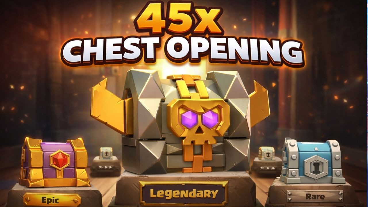 45× Chest Opening! Legendary Rewards 😱 Free Skins, Equipment & Legendary Chests | Clash of Clans