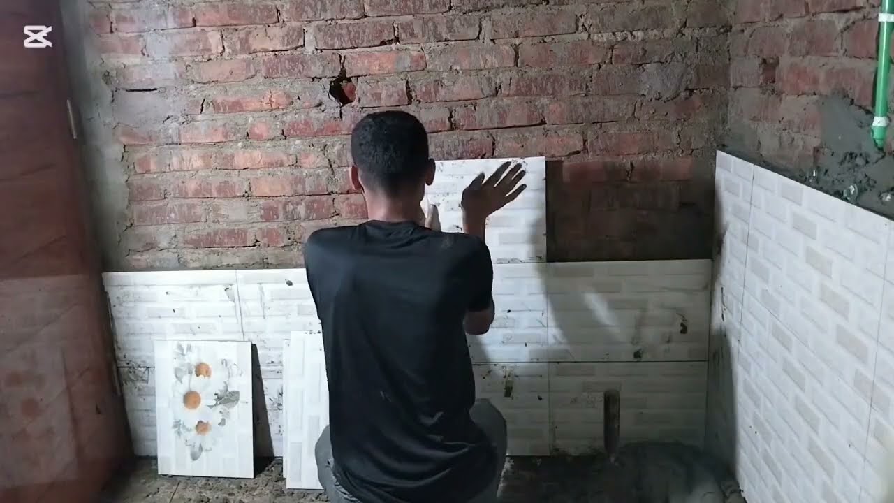 “12×18 বাথরুম Tiles Fitting Full Process | 100% ফিনিশিং Step by Step”