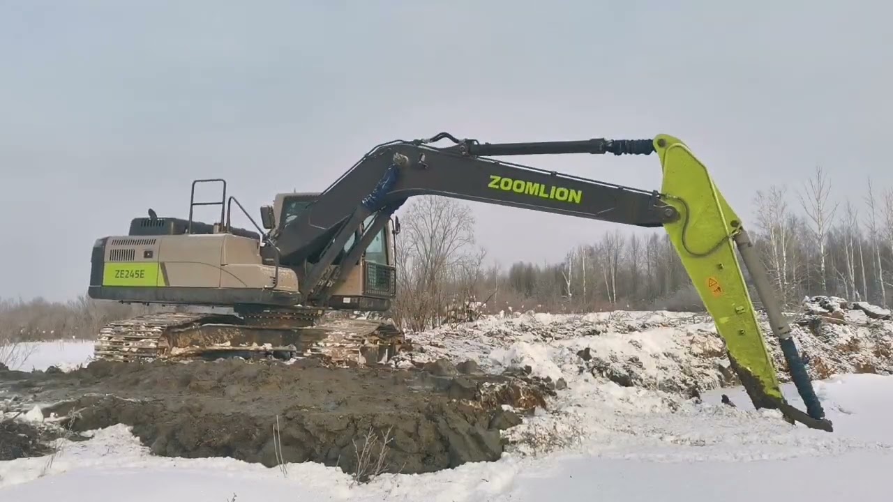 ZOOMLION ZE245E продолжаю прокладывать дорогу, подготовка участка дороги для бульдозера.