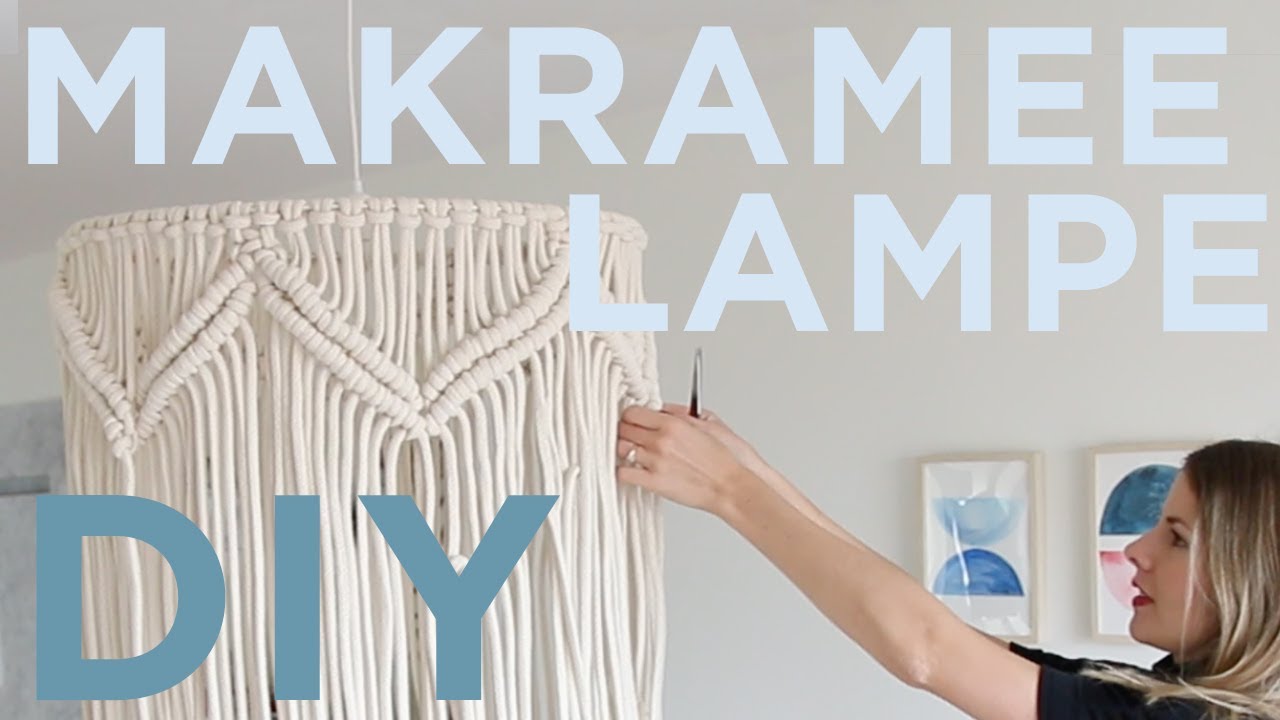 DIY Makramee Lampe - DIY Hack mit IKEA Lampenschirm - Schlingknoten Zickzack Makrameemuster