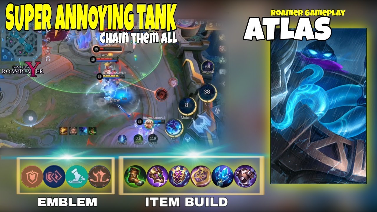 Atlas Best Build and Emblem 2024 | Annoying Tank - Roam Atlas Gameplay ~ MLBB | Mobile Legends