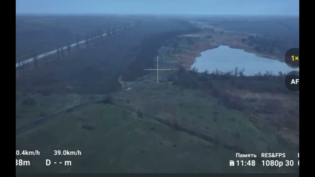 Hrodivka - XX.12.2024. A Ukrainian Drone Flies Over The War-Torn Village Of Hrodivka. Donetsk Oblast