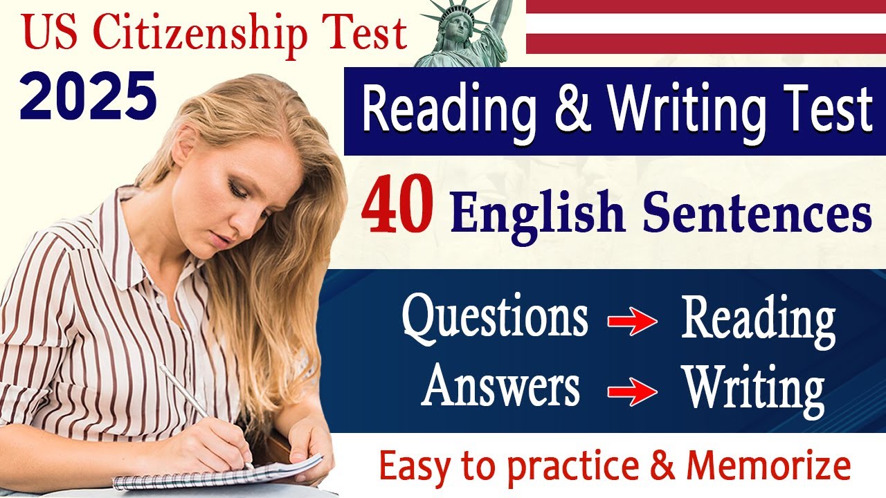 English Test | USCIS Official Sentences Reading and Writing test for US Citizenship Interview 2025