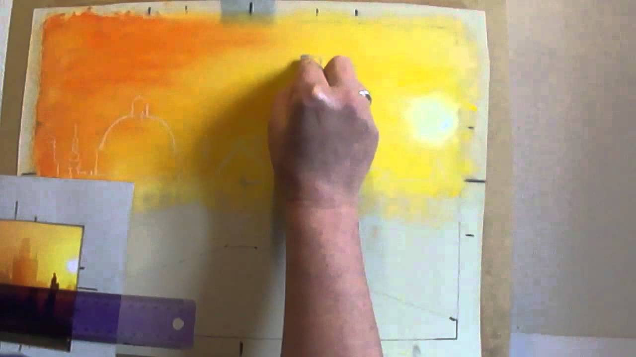 Pastel Tutorial: Charles Bridge, Prague - using soft pastels on sand paper.