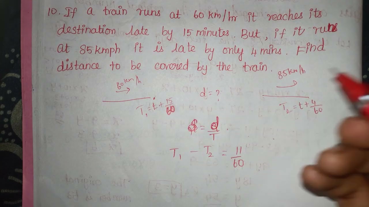 If a train runs at 60km/hr it reaches its destination late by 15 minutes class 8 Excercise 3.7 sum10