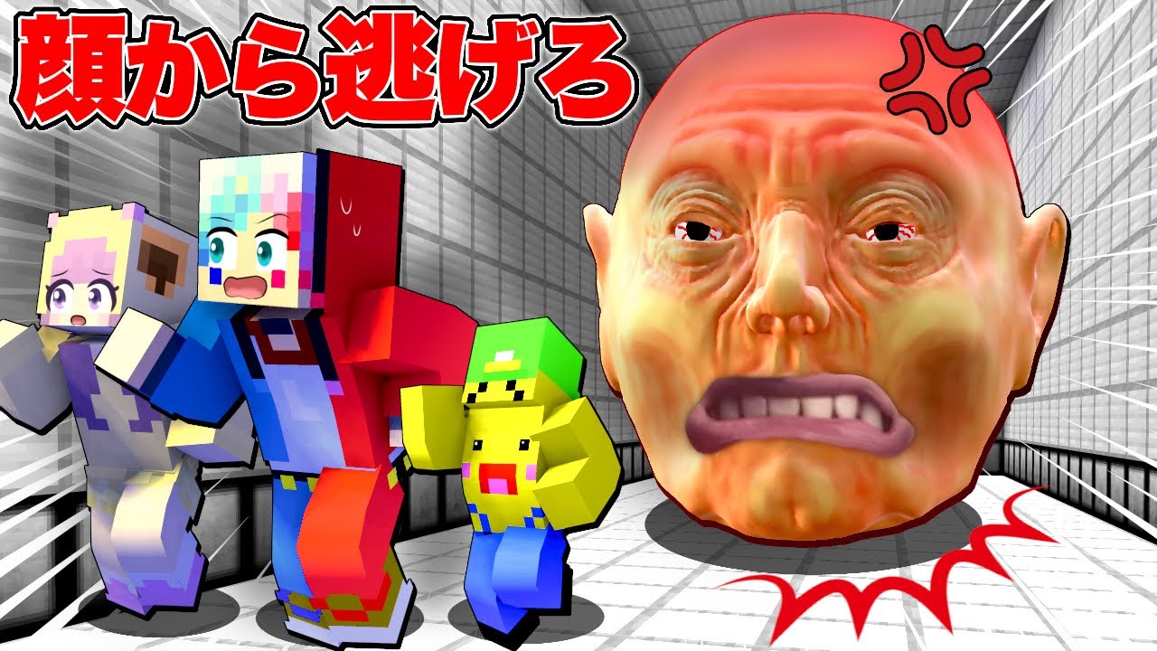 【巨大な顔から逃げろ‼】恐怖の顔面が追いかけてくる世界から脱出するマインクラフト💦【マイクラ】ぽっぴんず