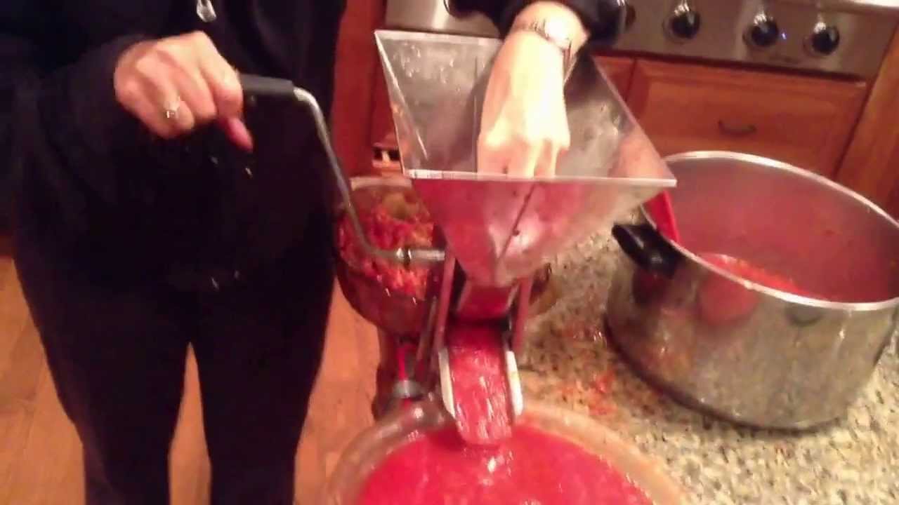 How to use a tomato press to take out the seeds.