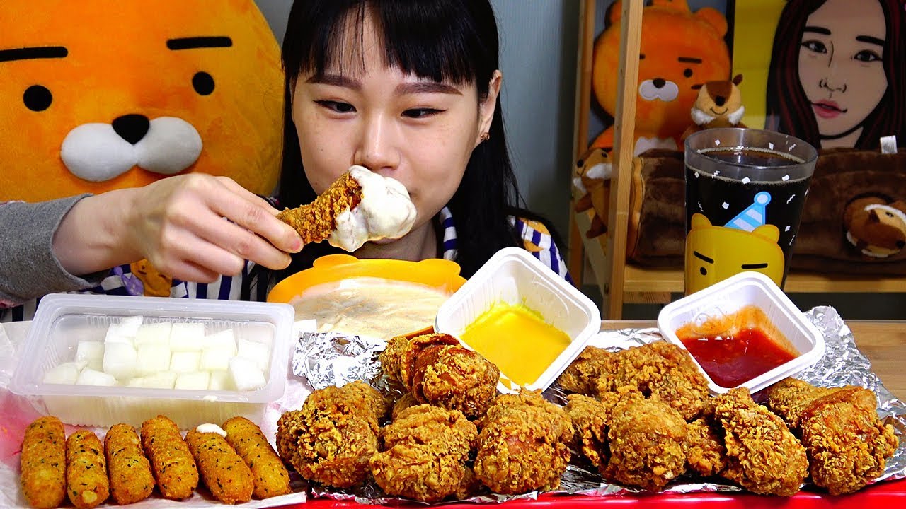 네네닭다리 네네스위틱 크리미언소스 찍먹 먹방 Mukbang