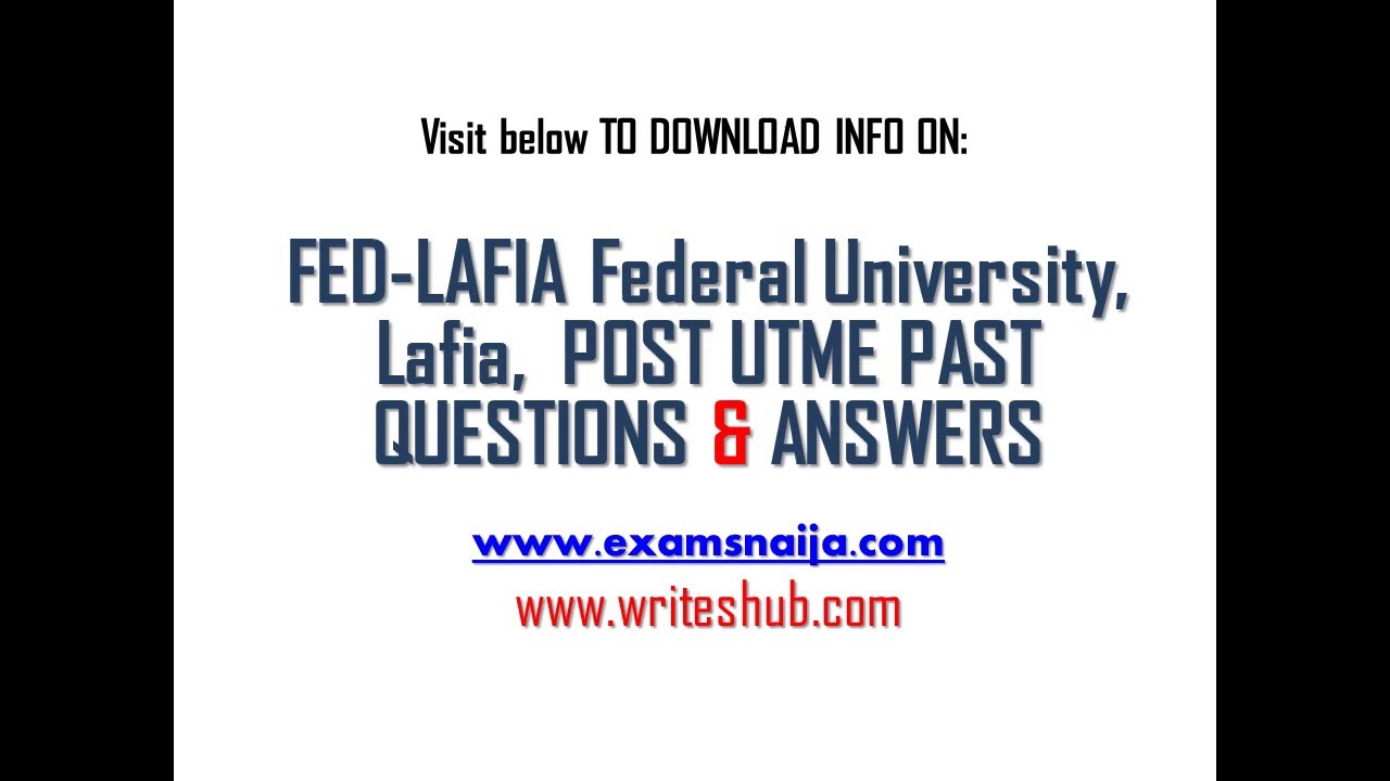 HOW TO GET FREE Federal University, Lafia, POST UTME APTITUDE TEST PAST QUESTIONS AND ANSW