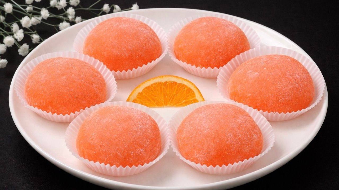 Zartes Orangen Mochi! Zergeht auf der Zunge! Das einfachste Rezept!