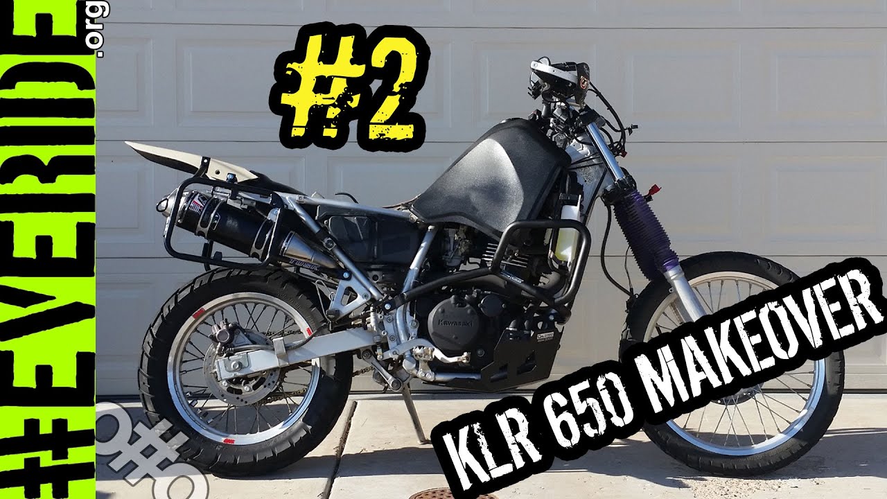 Kawasaki KLR 650 Rebuild #2! $200 pipe, crash bars, bash plate, fat bar, paint, & fender! #everide