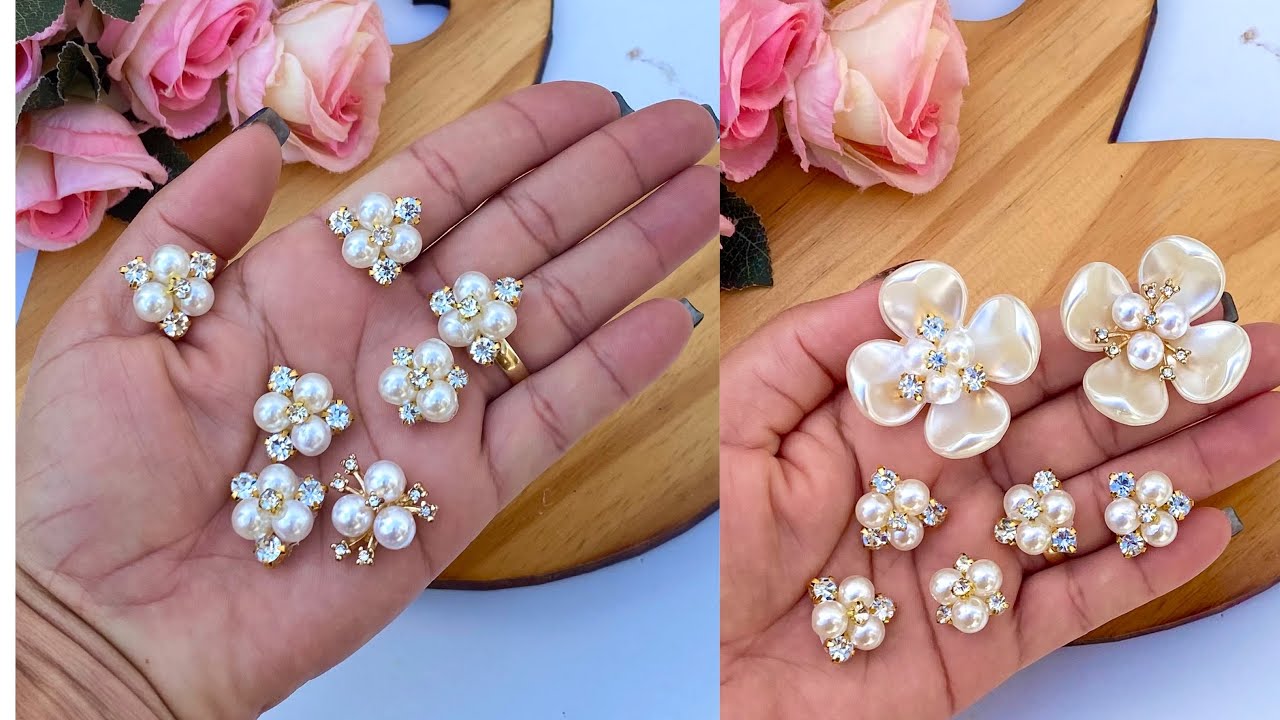 Veja esse aplique de luxo com pérolas e estrass / aplique para flores e laços