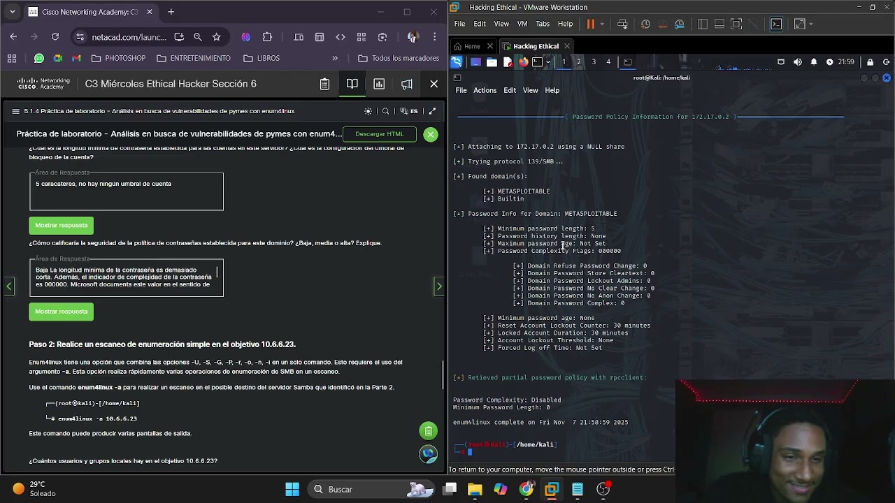 5.1.4 Lab   Scanning for SMB Vulnerabilities with enum4linux