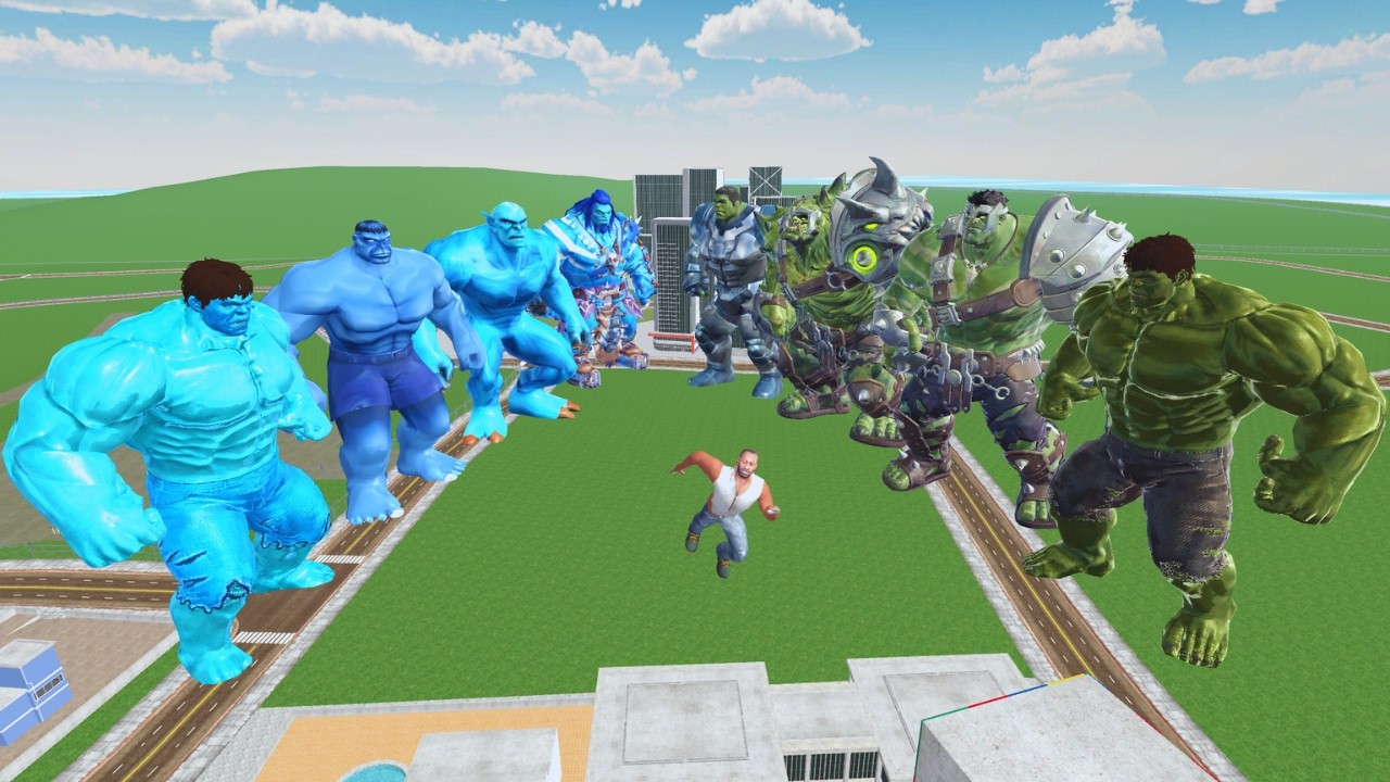 Team Green Hulk vs Team Blue Hulk - Indian Bikes Driving 3D