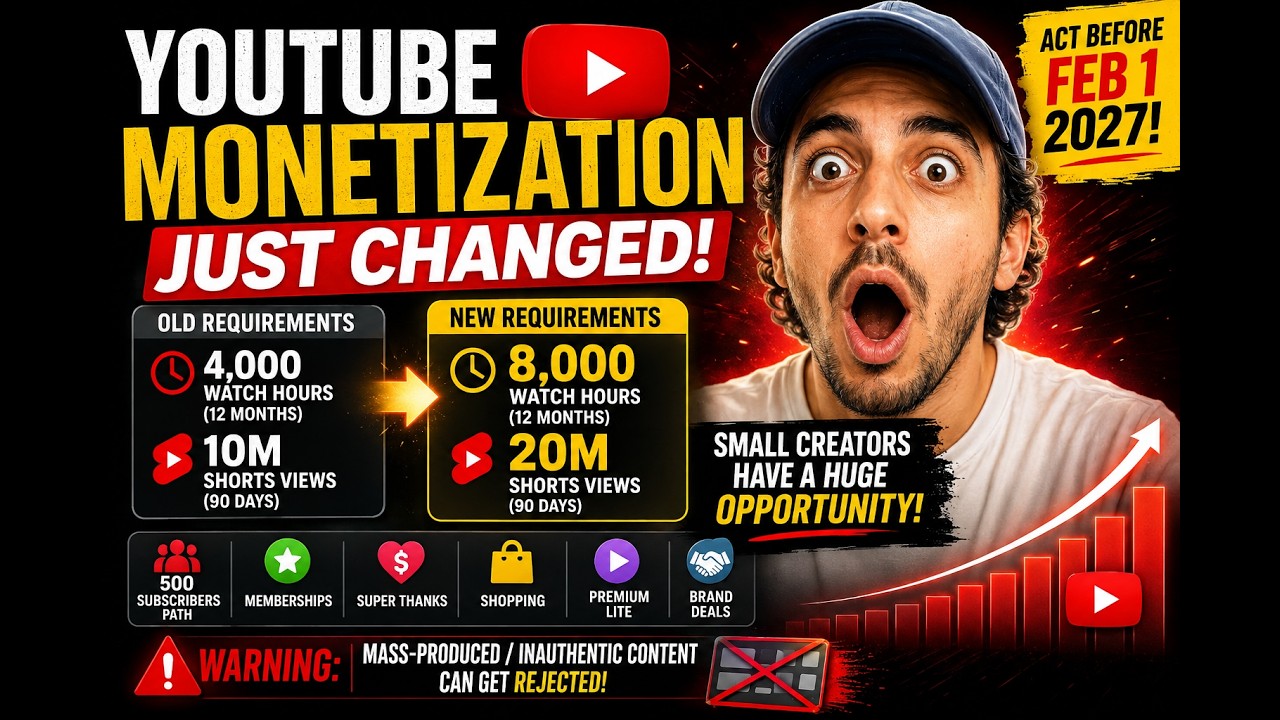 YouTube Monetization Is Changing: Small Creators Must Act Before 2027
