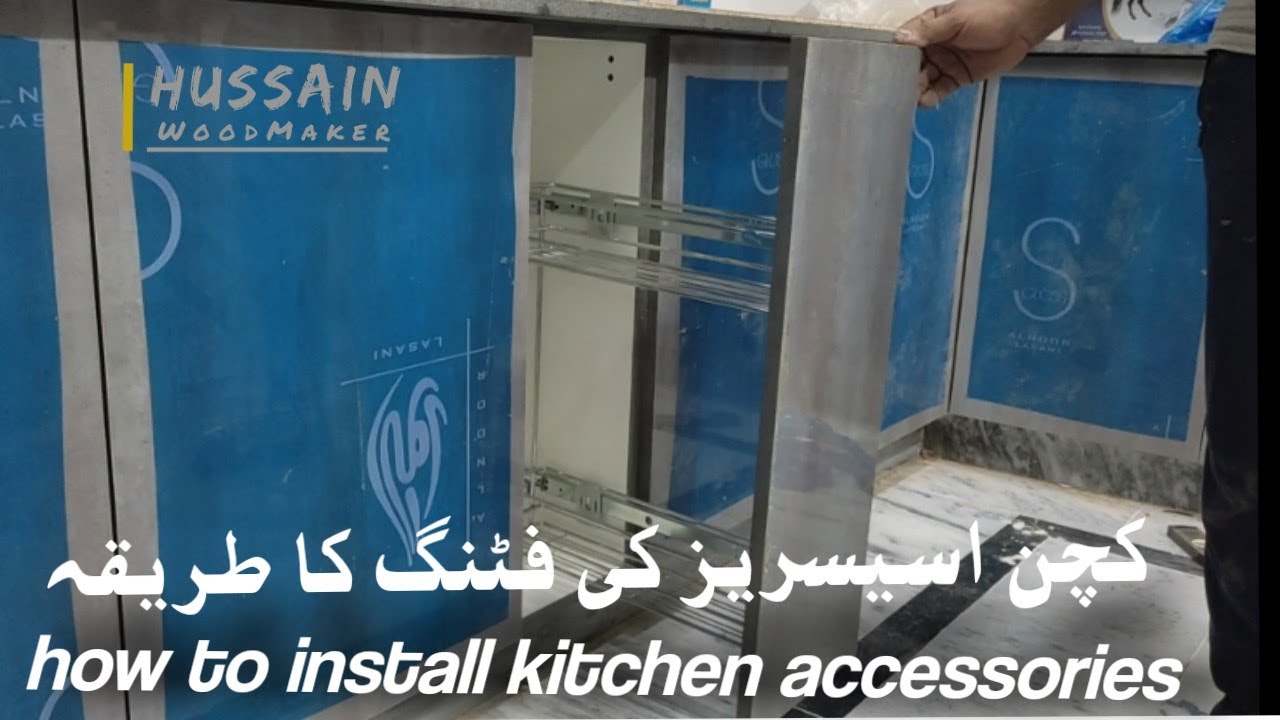 How to install kitchen accessories/ kitchen accessories (slide rack ) fitting ka tareeqa urdu/hindi