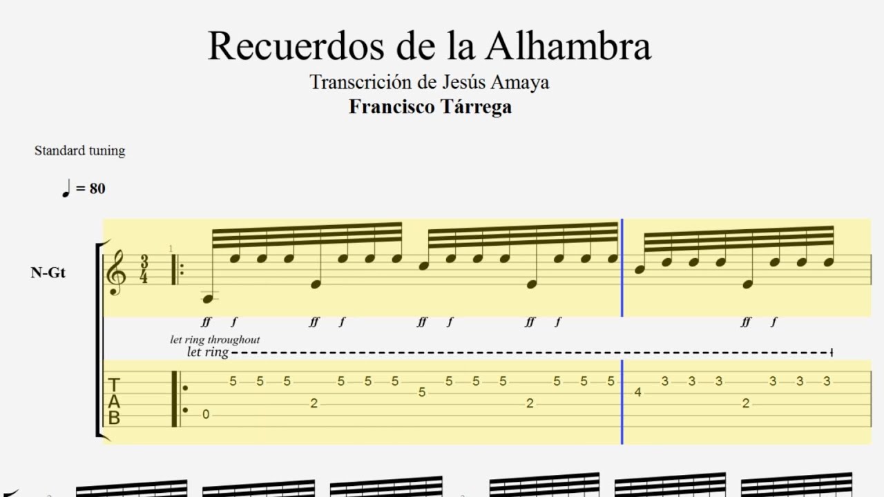 Recuerdos de la Alhambra (Tab) Tárrega por Jesús Amaya...