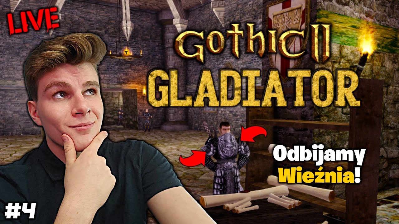 Gothic II Gladiator 🔥 Odbijamy Więźnia! #4 [KONIEC] 🔴 [NA ŻYWO]