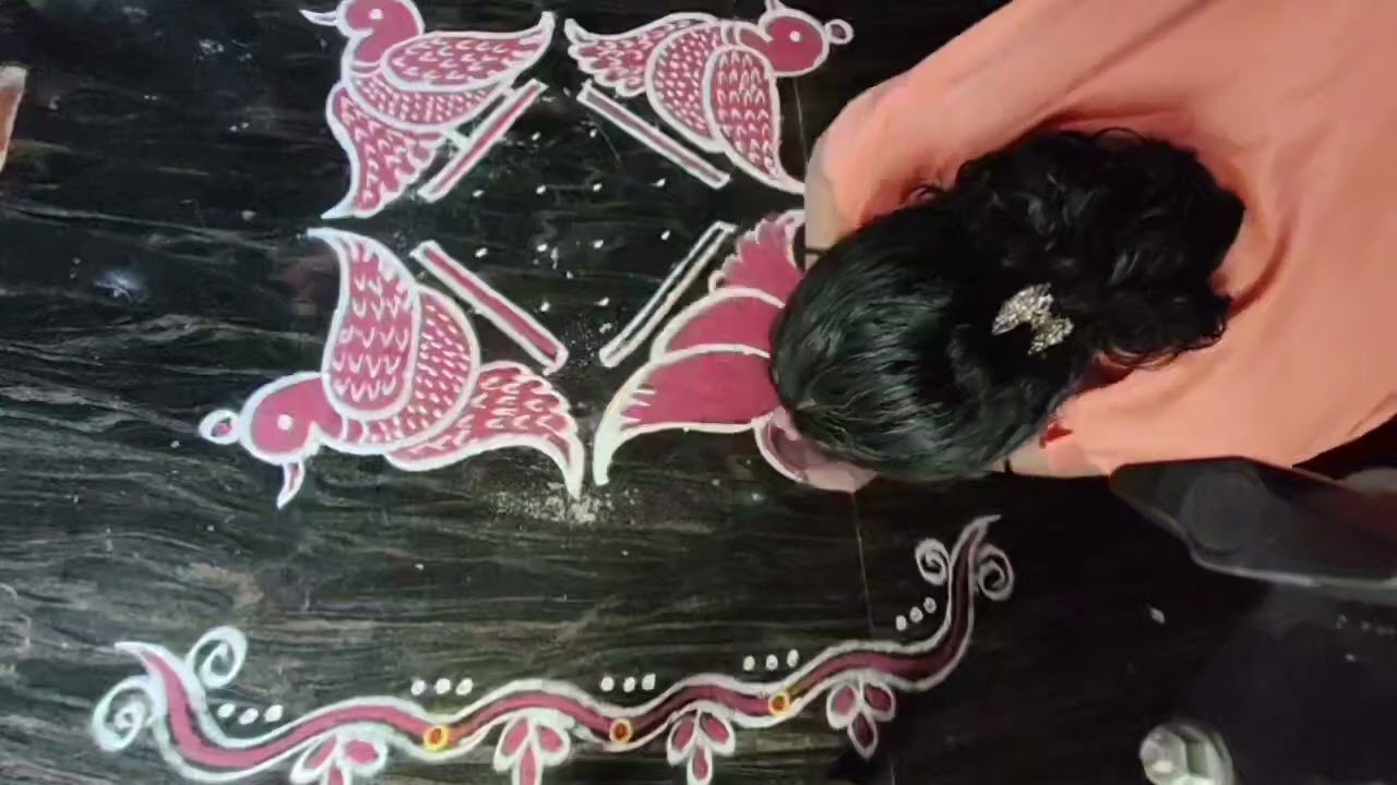 8 dots birds rangoli