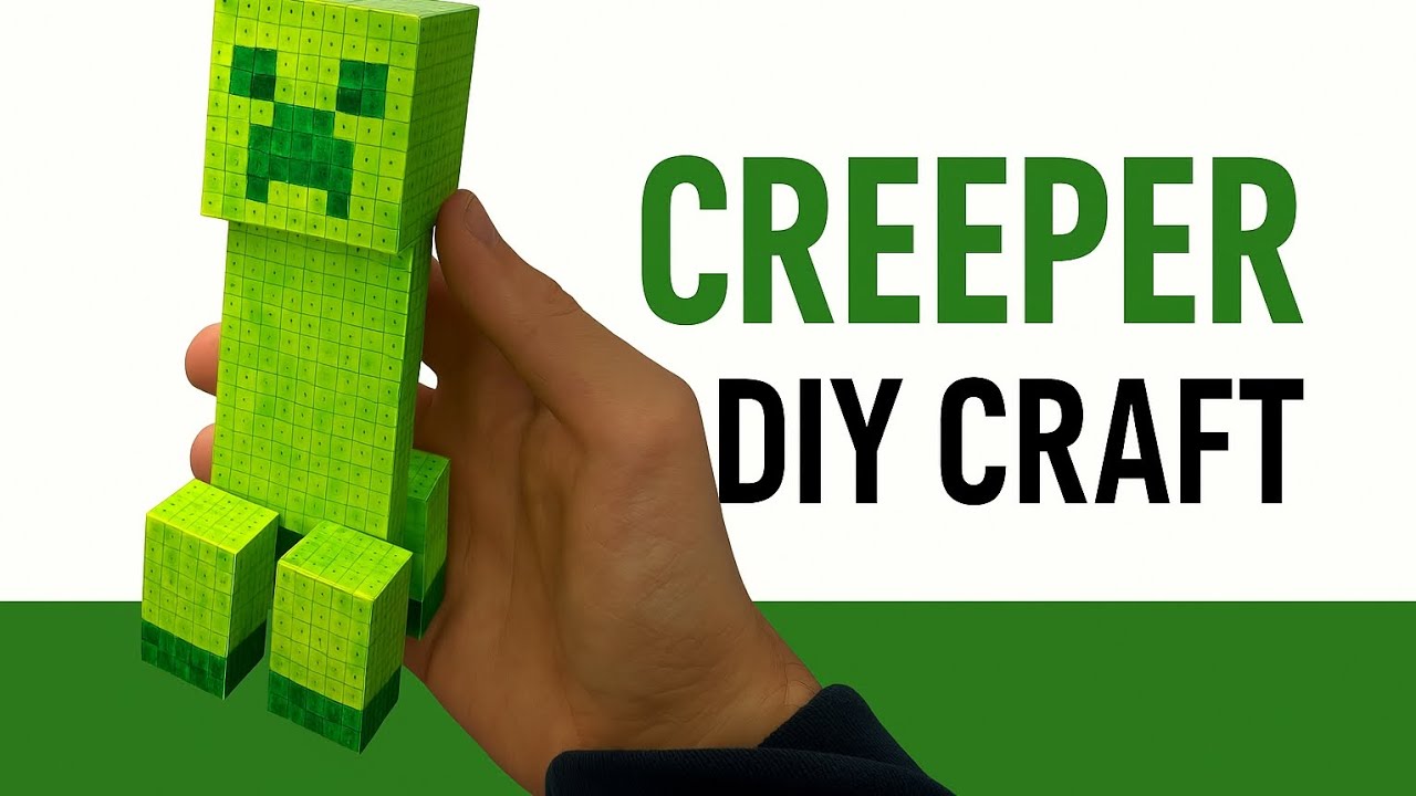 DIY Mini Minecraft Creeper - 3D Pixel Art Tutorial 🟩✨️ #pixelart #minecraft #diy #art