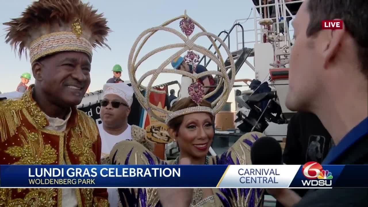The King and Queen of Zulu arrive on the New Orleans waterfront
