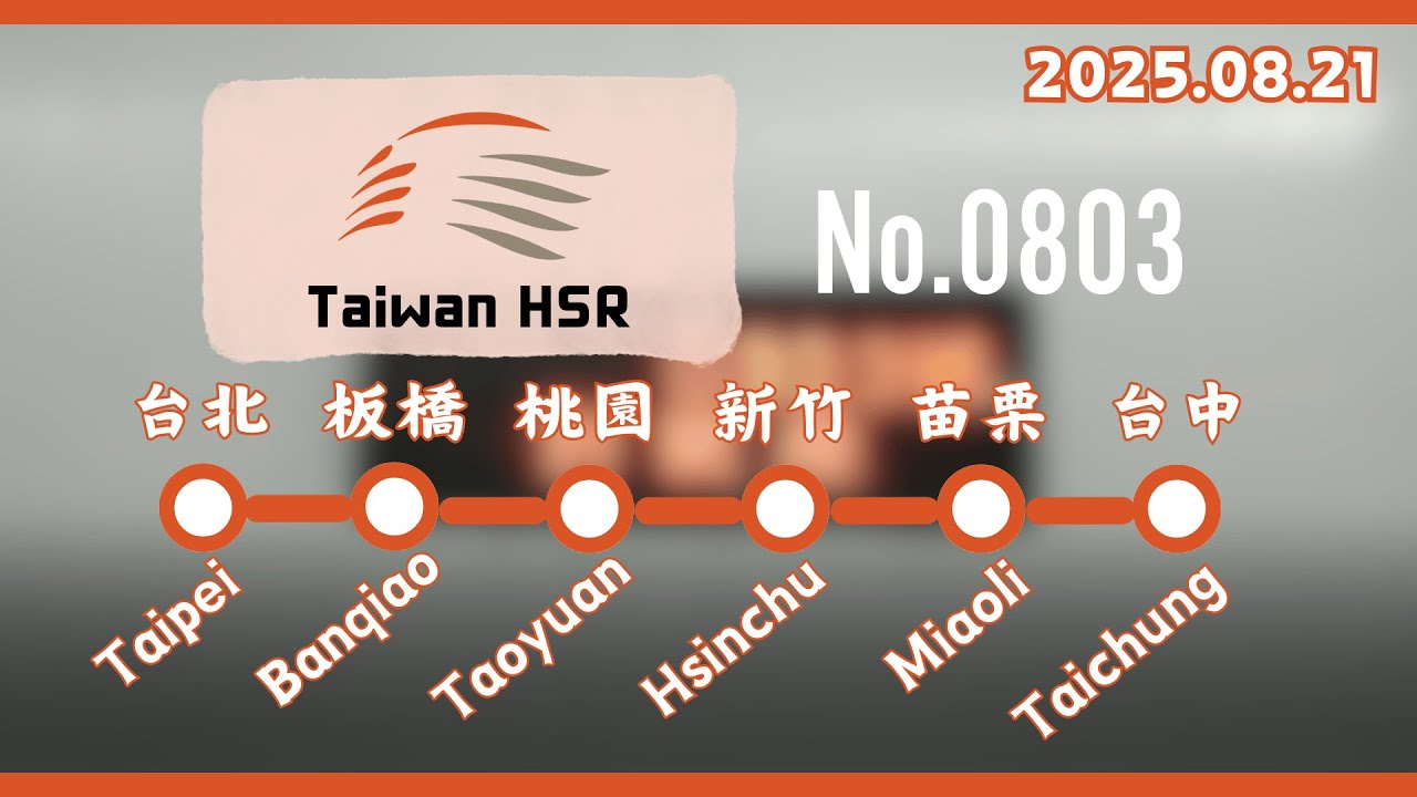 台灣高鐵 803次(往左營) 普通車 700T型 台北 → 台中 路程窗景