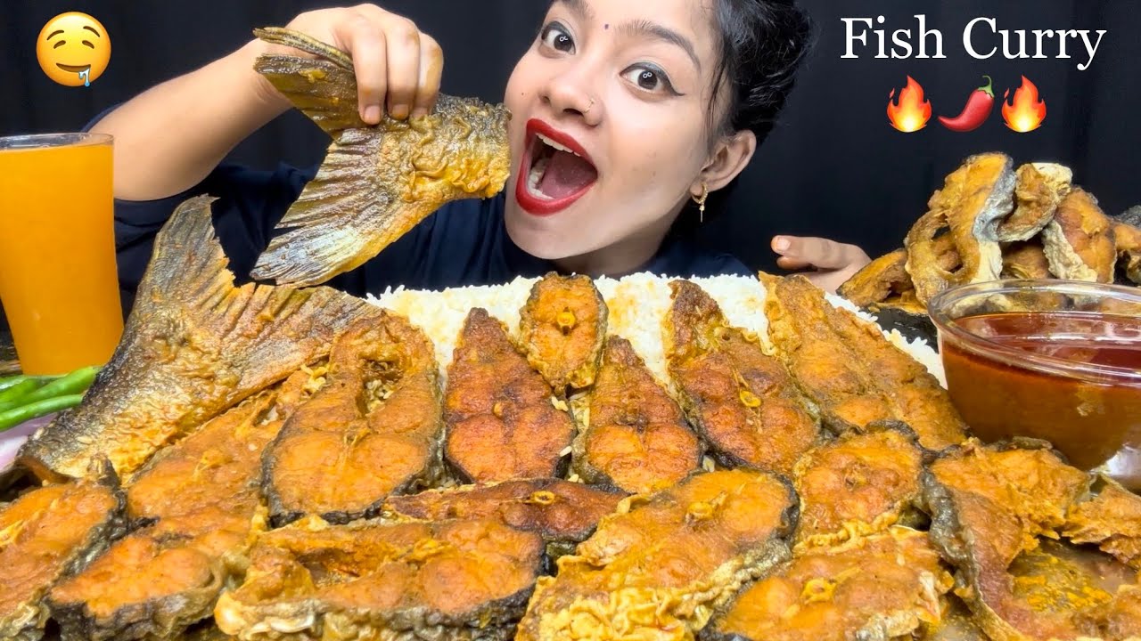 ASMR 🥵 5 KG FISH CURRY 😱FRIED FISH, LOTS OF RICE WITH EXTRA SPICY GRAVY 🌶️ FOOD EATING VIDEOS 🔥
