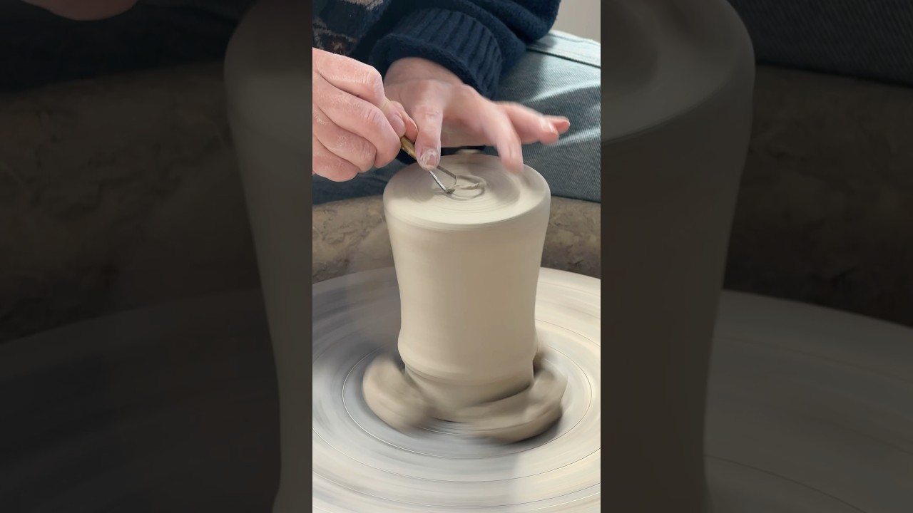 Relaxing video of trimming a tall mug 💖✨ pottery is magic #chill #pottery #lofi #relax #satisfying