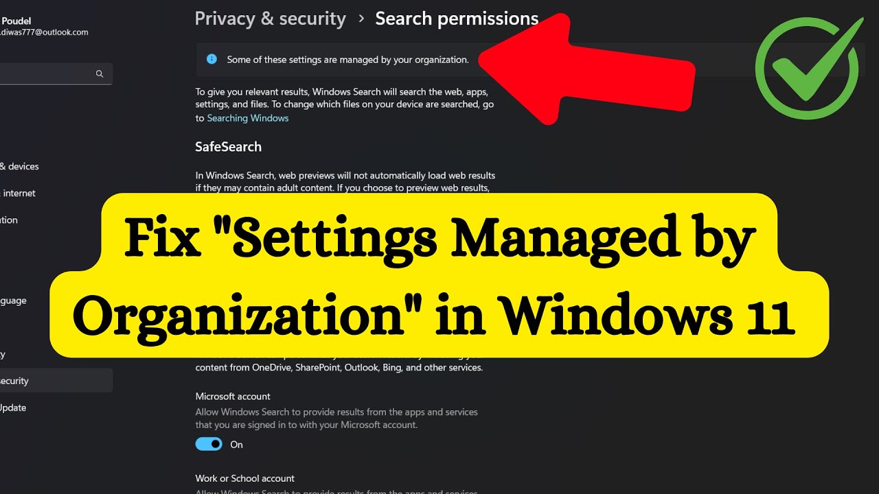 Исправление ошибки &laquo;Параметры, управляемые организацией&raquo; в Windows 11