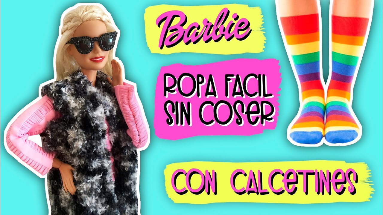 Cómo hacer ropa para Barbie sin coser. Ropa con calcetines muy fácil.