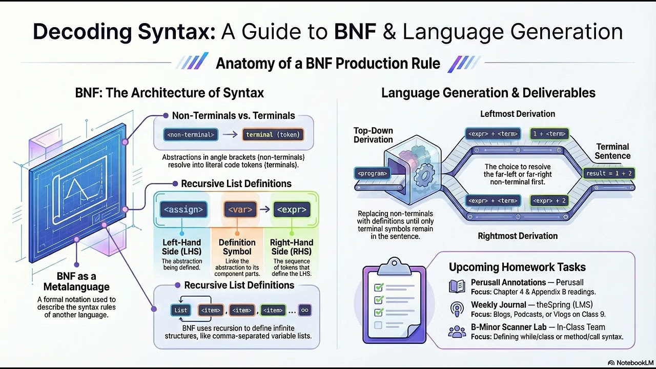 CS330 Class 9 Podcast: Backus Naur Form and the Syntax Blueprint