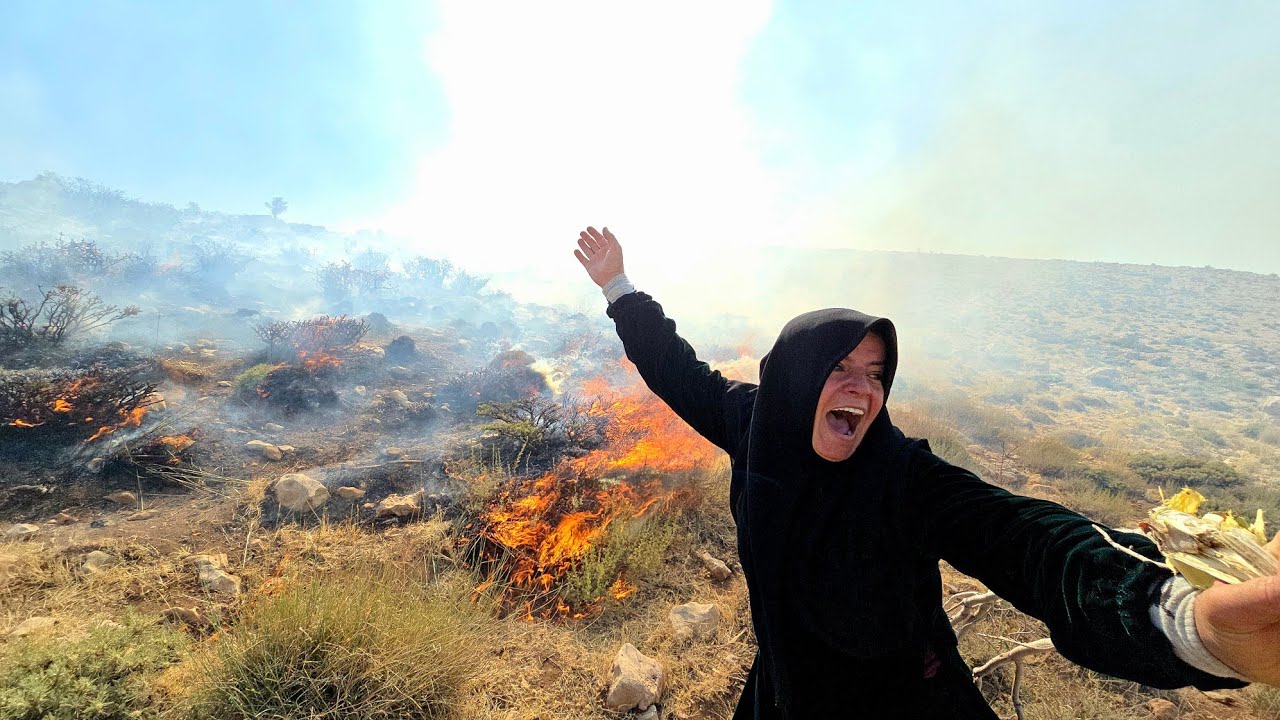 🌲🔥Terrible fire in the mountains:🚨🏔️The breathtaking effort of Kulthum and the people to save nature