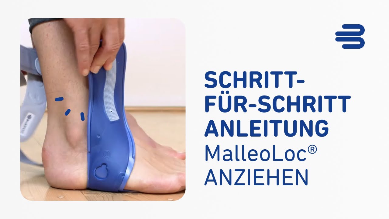 Wie ziehe ich die Sprunggelenkorthese MalleoLoc richtig an?