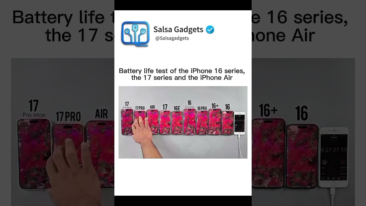 Battery life test of the iPhone 17 series, the 16 series and the iPhone Air 