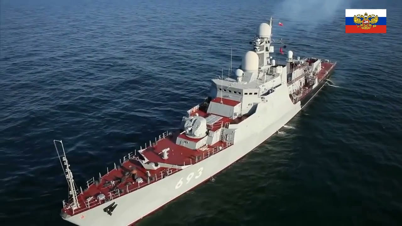 T&agrave;u hộ vệ t&ecirc;n lửa Gepard 691 Tatarstan của hải qu&acirc;n Nga tập trận bắn đạn thật | Russian navy gepard.