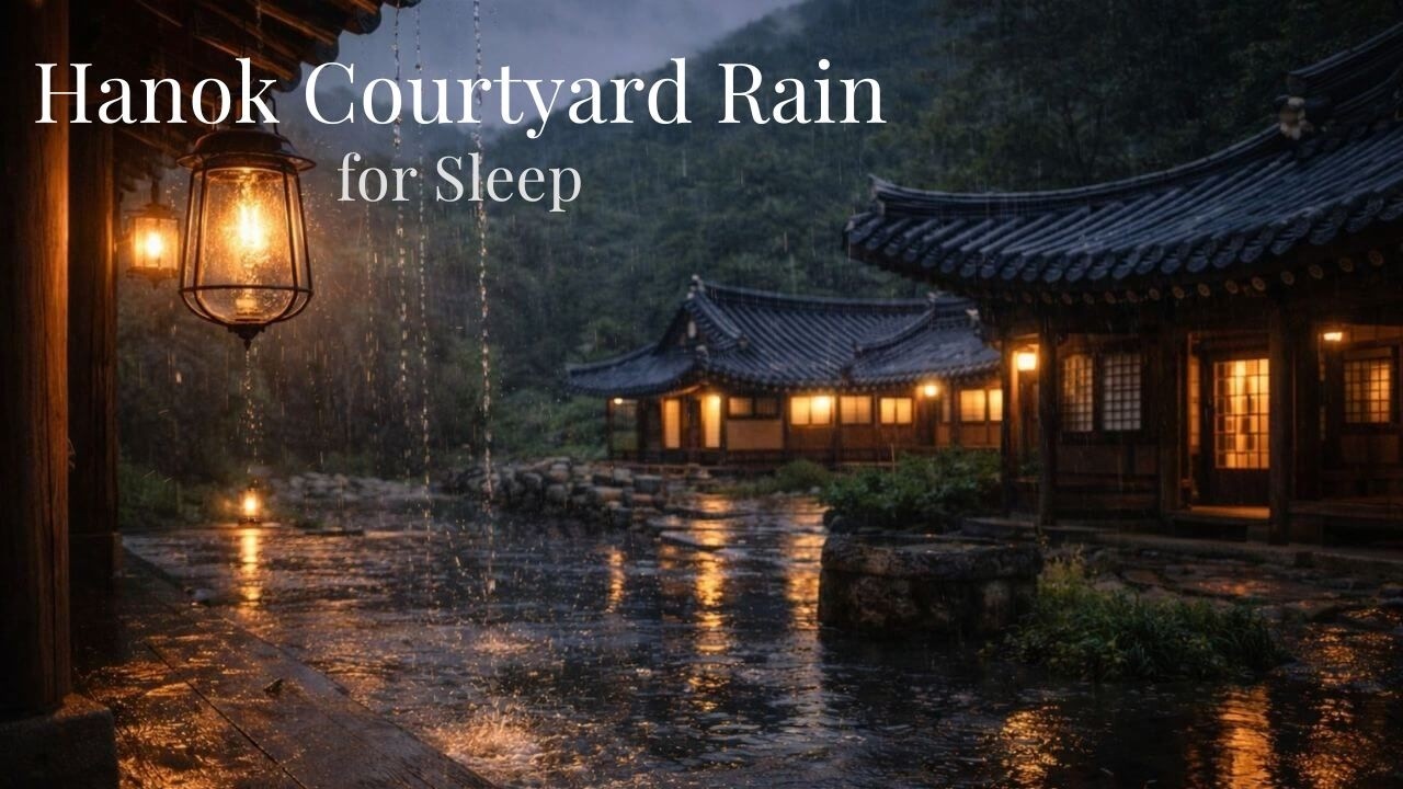 Rain for Sleep | Hanok Courtyard Rain & Quiet Forest with Warm Lantern Glow (8 Hours)