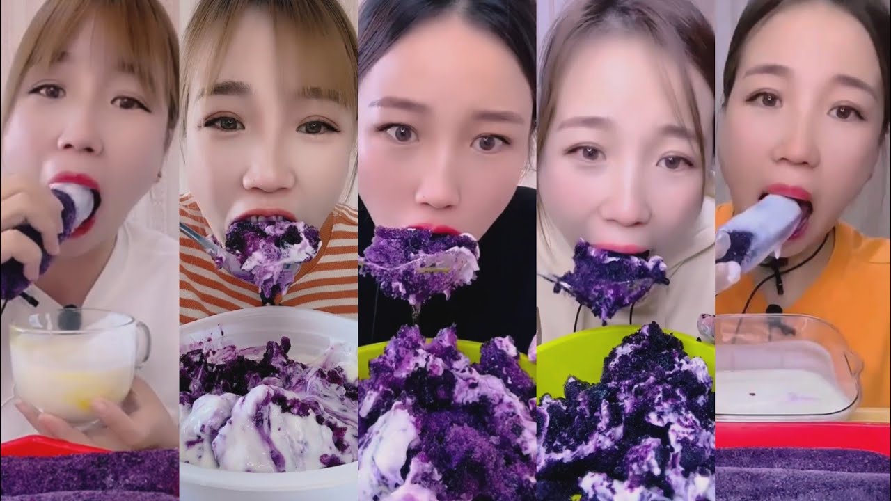 ASMR ice eating | Only Qian ice eating with yogurt | Ice Lover