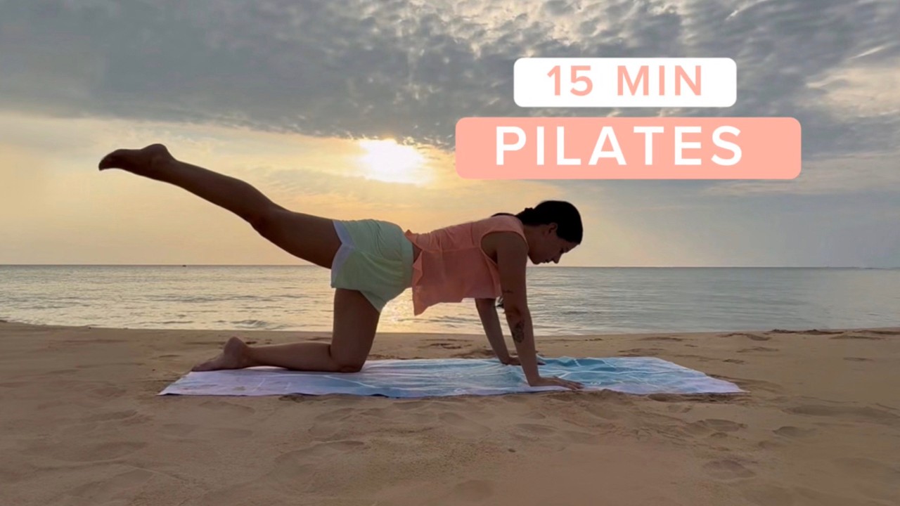 15 MIN PILATES ON THE BEACH FOR EVERYONE | Mat Pilates