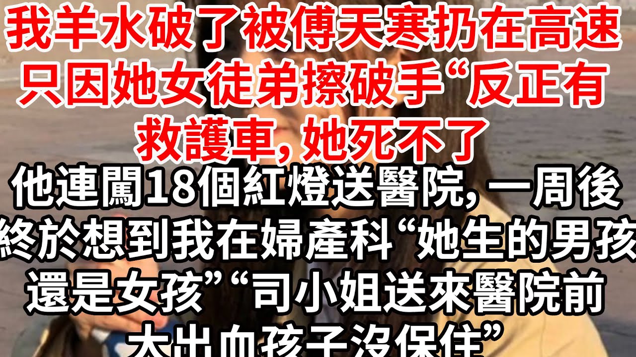 我羊水破了被傅天寒扔在高速，只因她女徒弟擦破手“反正有救護車，她死不了”他連闖18個紅燈送醫院，一周後終於想到我在婦產科“她生的男孩還是女孩”“司小姐送來醫院前大出血孩子沒保住”