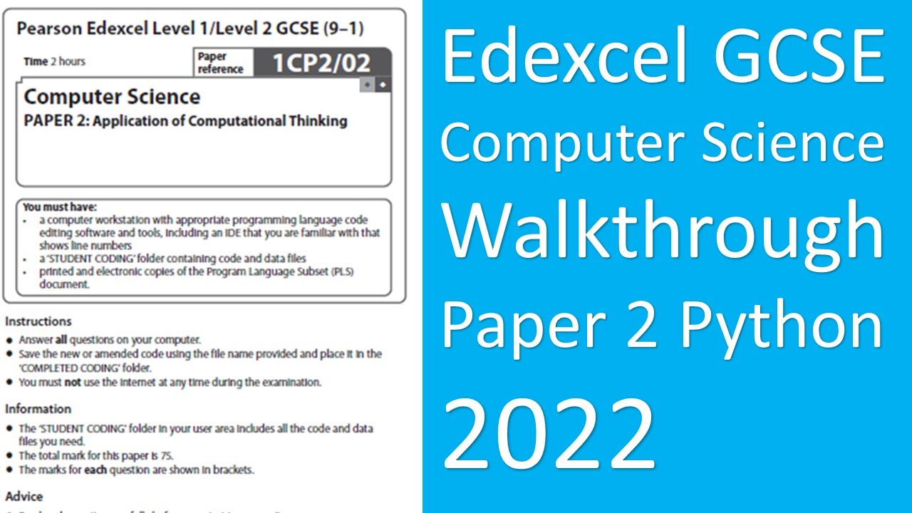 Edexcel GCSE Computer Science New Specification Paper 2 exam 2022